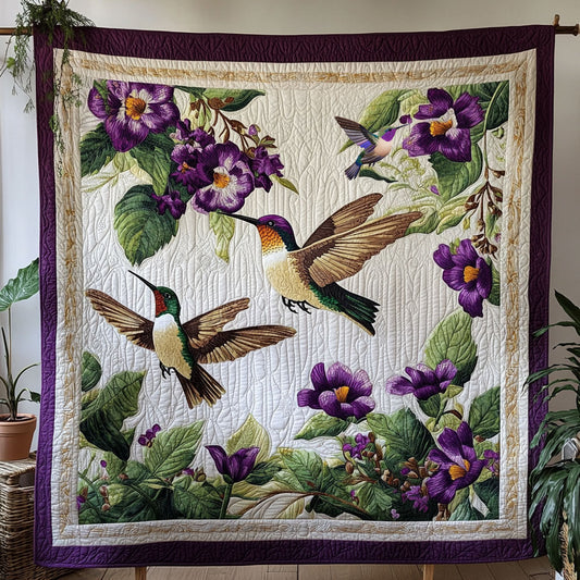 Purple Flower And Hummingbird WY0611005CL Quilt