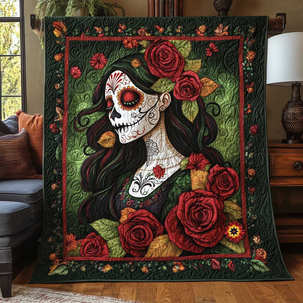 Lady Calavera Roses WP2211044CL Quilt