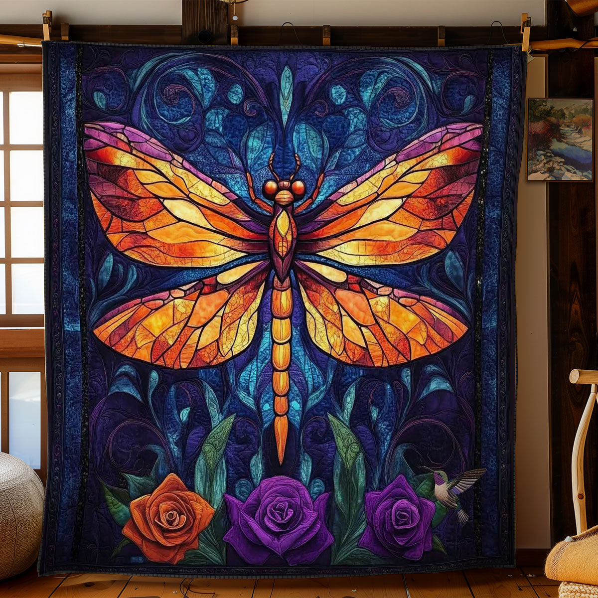 Dragonfly And Roses WN1411016CL Quilt