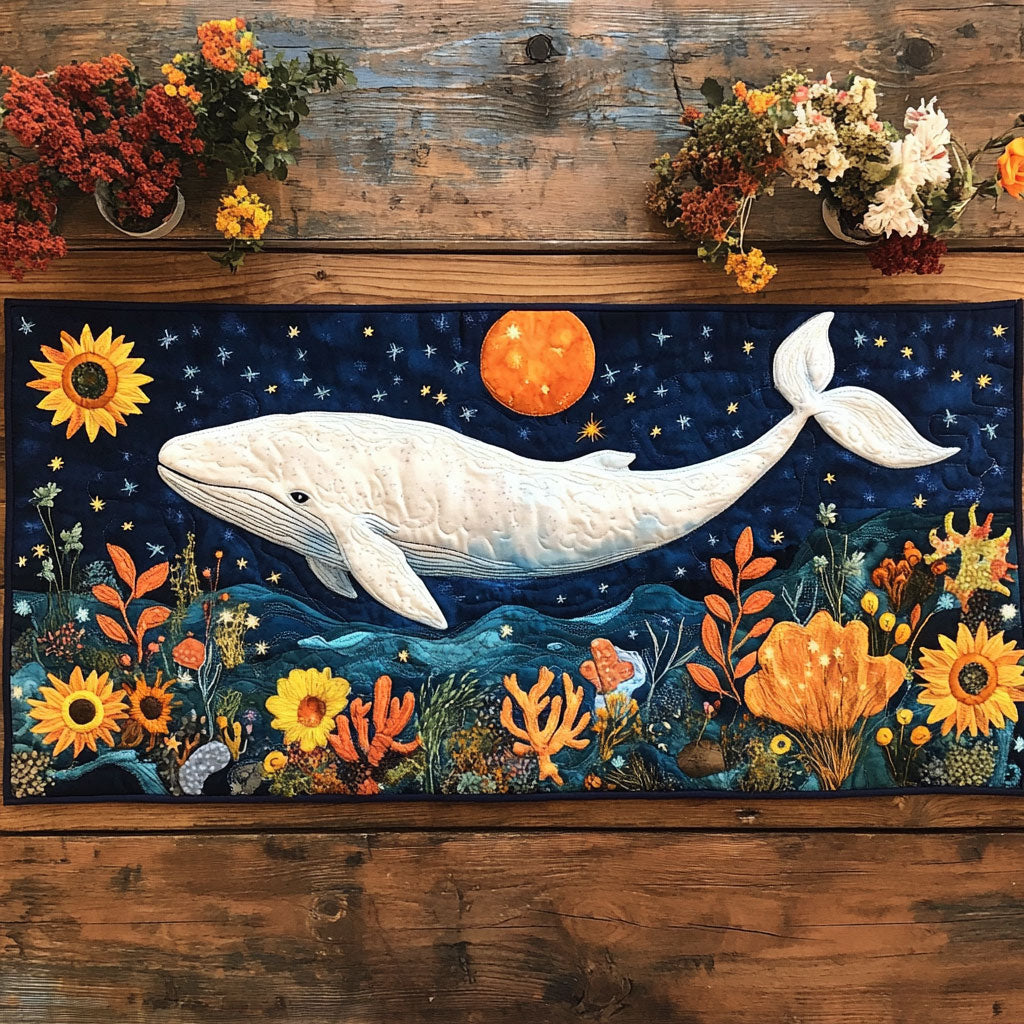 White Whale Whisper CP0705010CL Quilted Table Runner