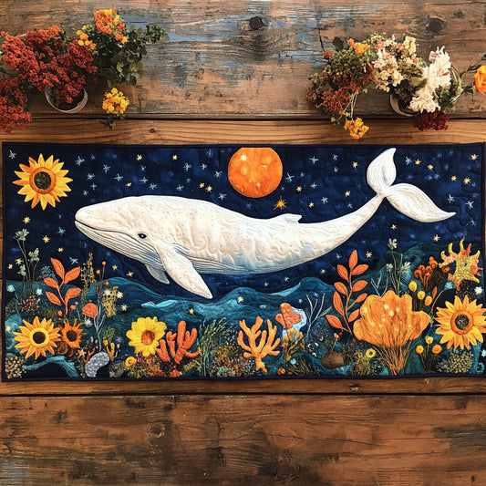 White Whale Whisper CP0705010CL Quilted Table Runner