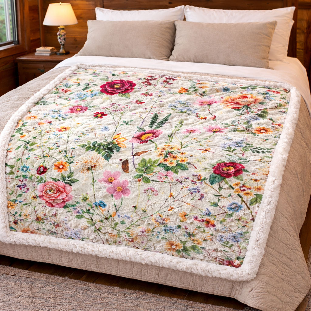 Wildflower Meadow KL2301003CL Faux Fur Throw Blanket