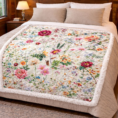Wildflower Meadow KL2301003CL Faux Fur Throw Blanket