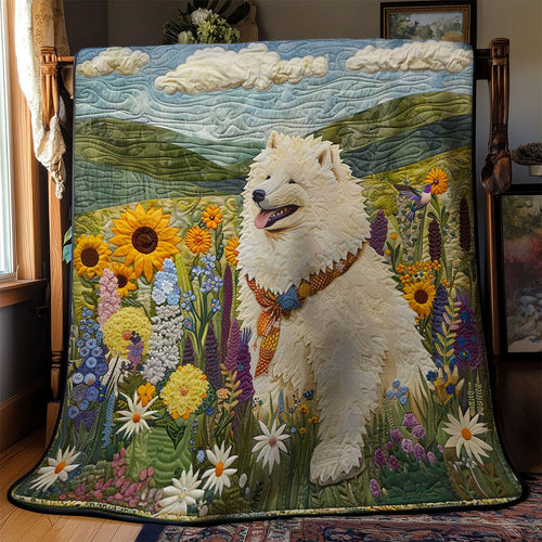 Samoyed In Bloom WN2210007CL Quilt