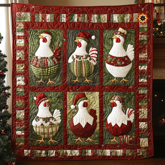 Cozy Christmas Chickens WG1112022CL Quilt
