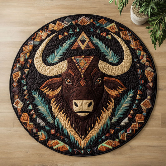 Bison Native American CW0307010CL Quilted Round Mat