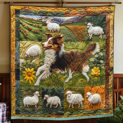 Border Collie Sheep Field WP0609008CL Quilt