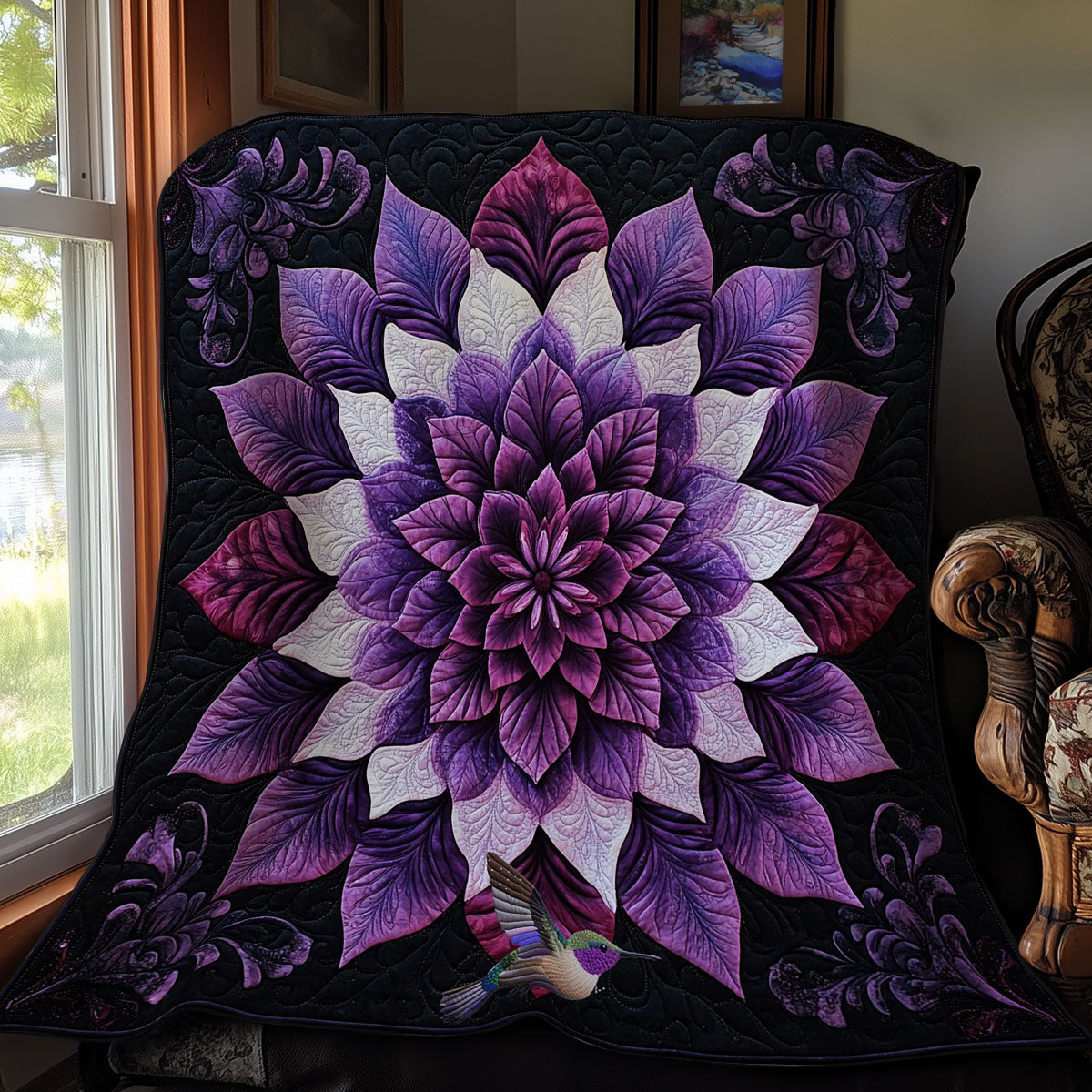 Purple Flower Bloom WY1012043CL Quilt