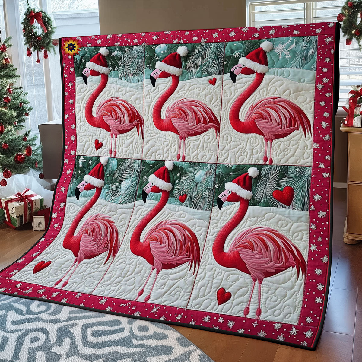 Christmas Flamingo WY0612017CL Quilt