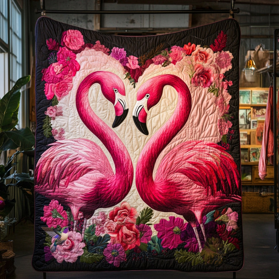 Flamingo Be My Valentine WU0912026CL Quilt