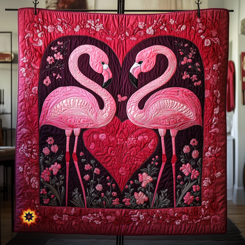 Flamingo Be My Valentine WU0912056CL Quilt
