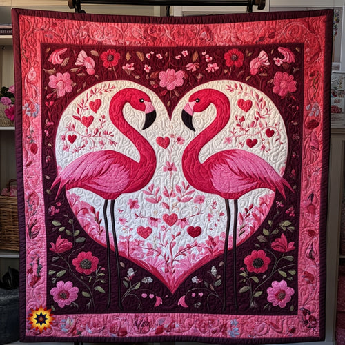 Flamingo Be My Valentine WU0912057CL Quilt