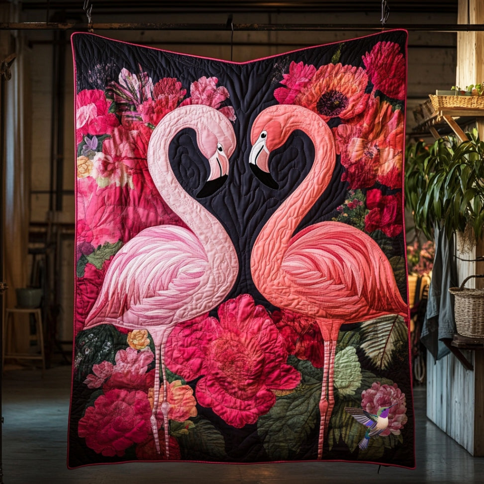 Flamingo Be My Valentine WU0912066CL Quilt
