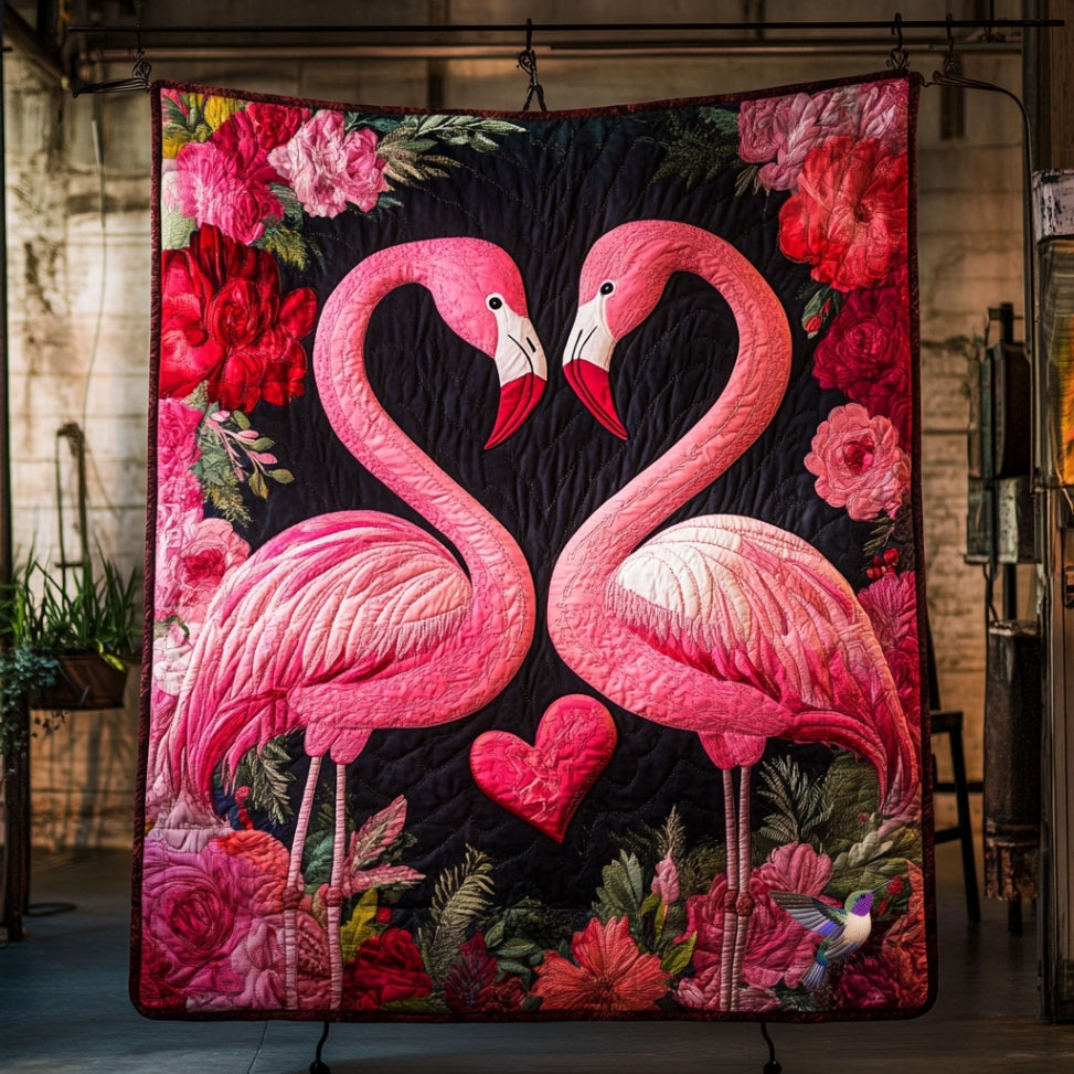Flamingo Be My Valentine WU0912072CL Quilt
