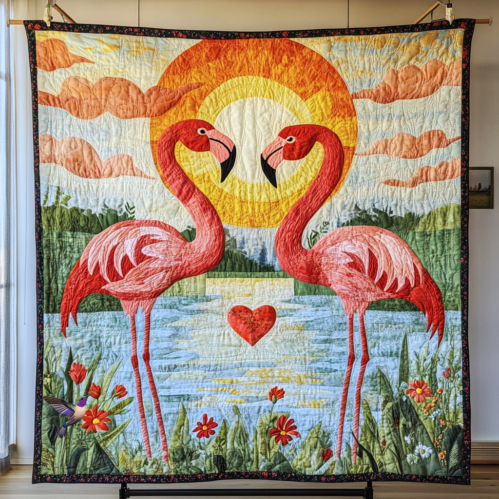 Flamingo Couple WU0811042CL Quilt