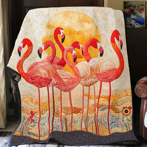 Flamingo In The Sunset WU1812027CL Quilt