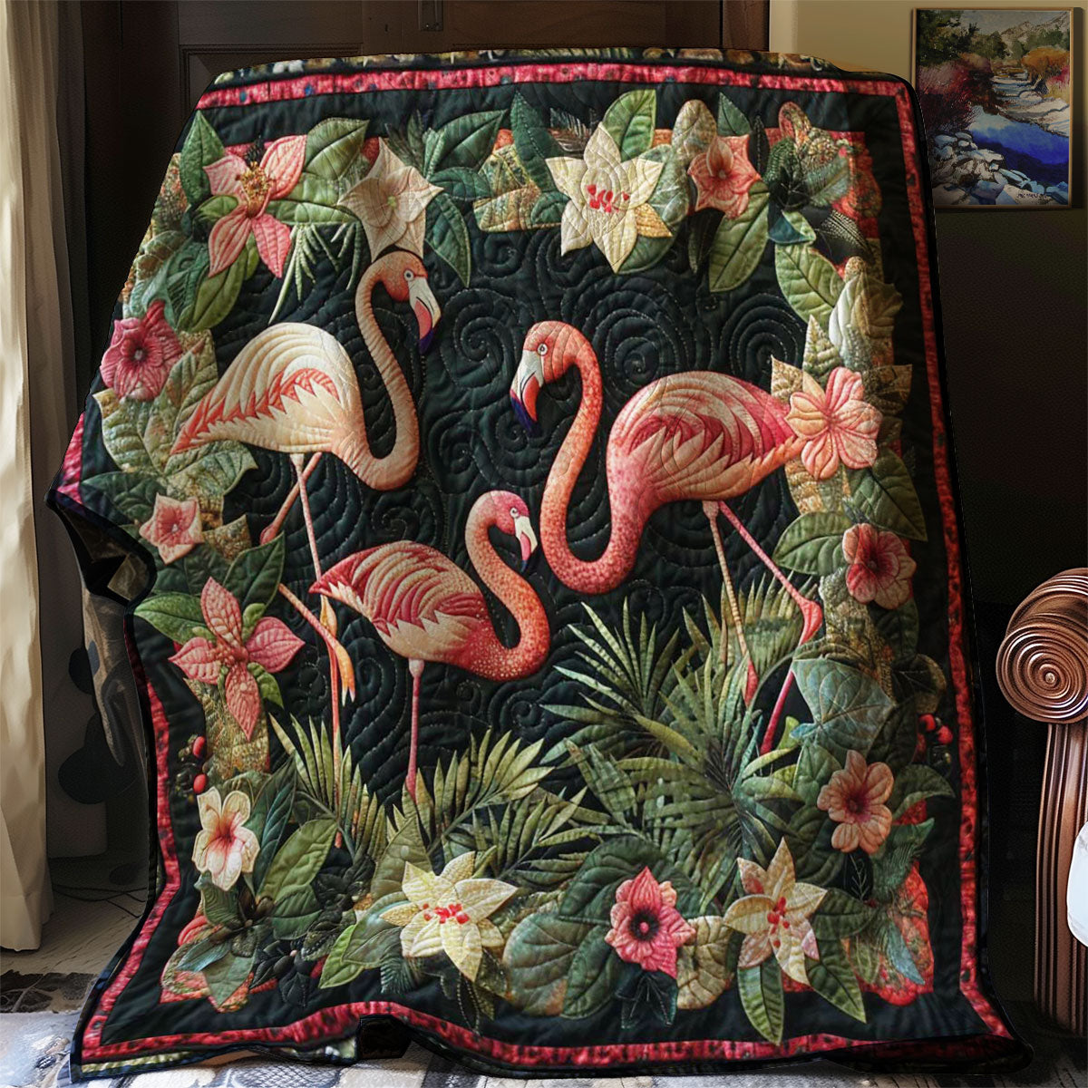 Flamingos And Flowers WN2907040CL Quilt