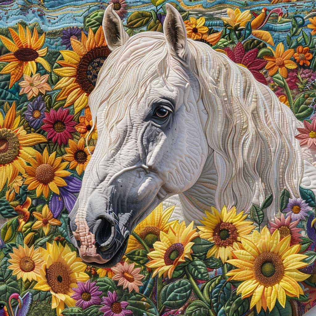 Floral Accent Horse XR1008028CL Quilt