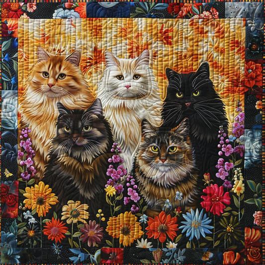 Floral Cats XR0606019CL Quilt