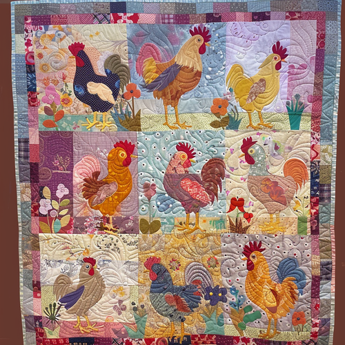 Floral Chicken XR0406009CL Quilt