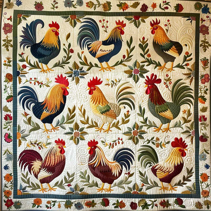 Floral Chickens XR1507008CL Quilt