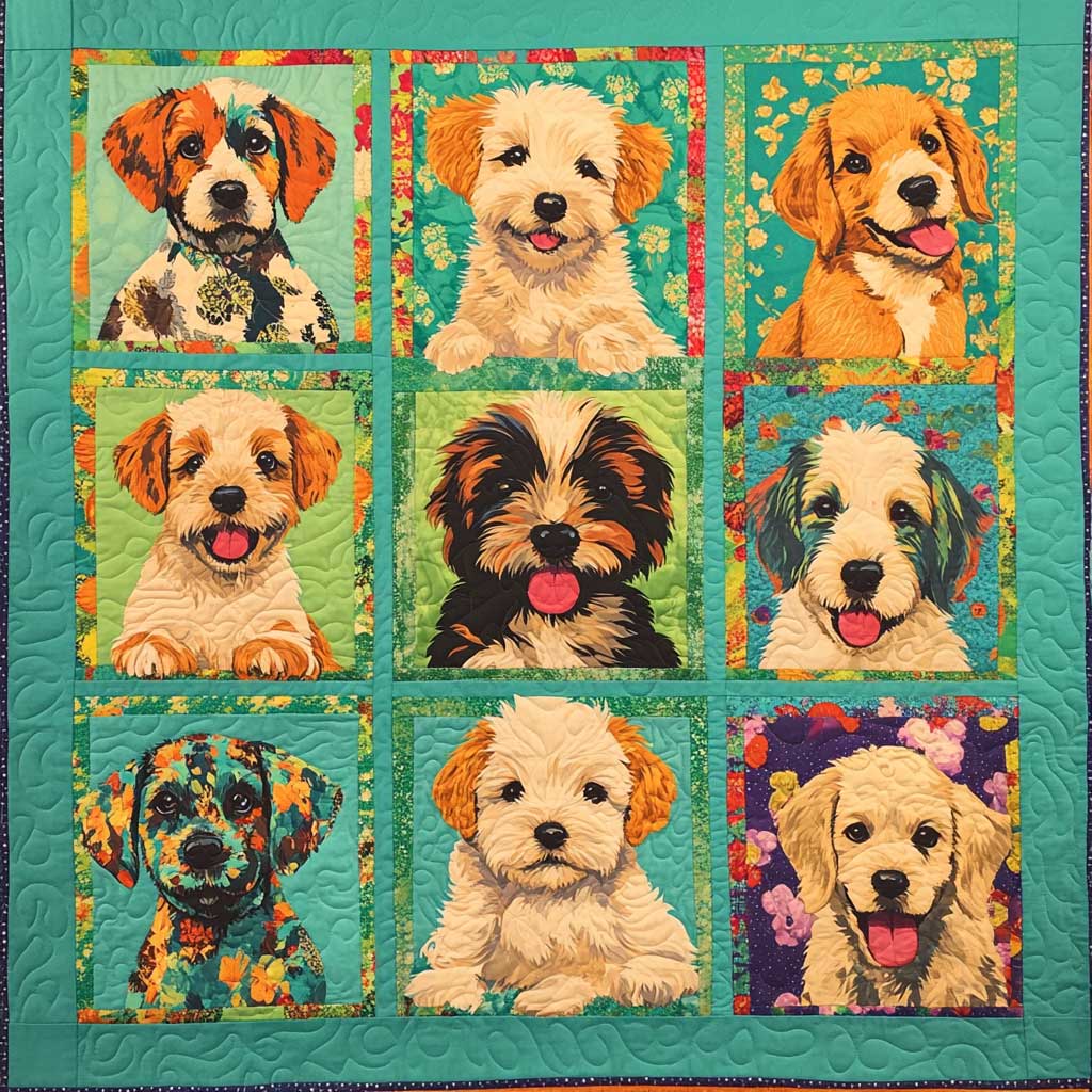 Floral Dogs XR0508050CL Quilt