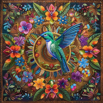 Floral Hummingbird XR0307003CL Quilt