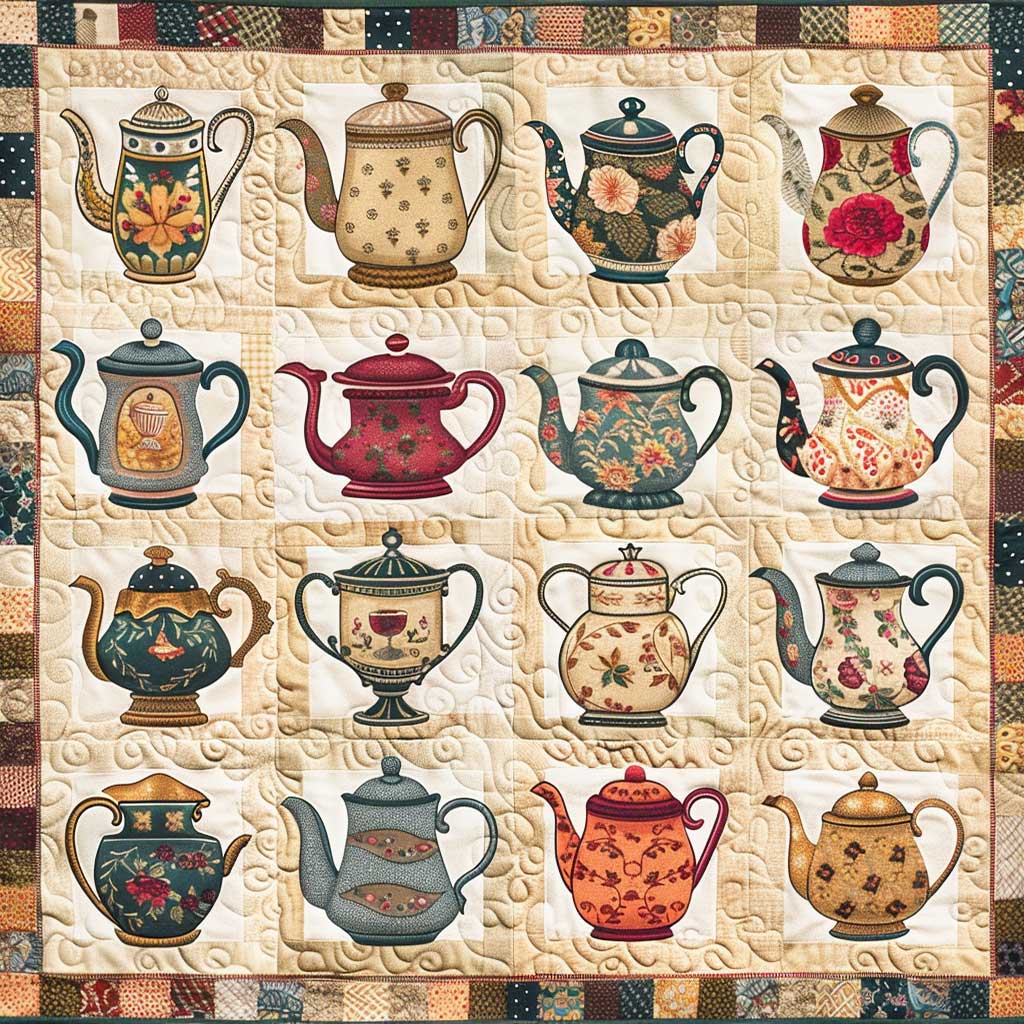 Floral Teapots WJ2407018CL Quilt