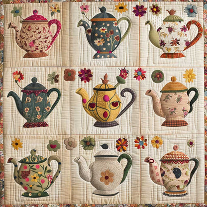 Floral Teapots WJ2407020CL Quilt