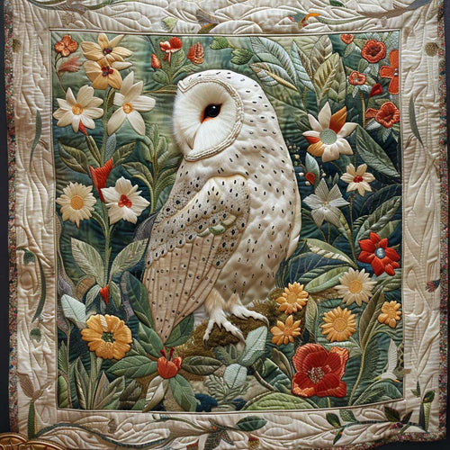 Floral White Owl XR0908015CL Quilt