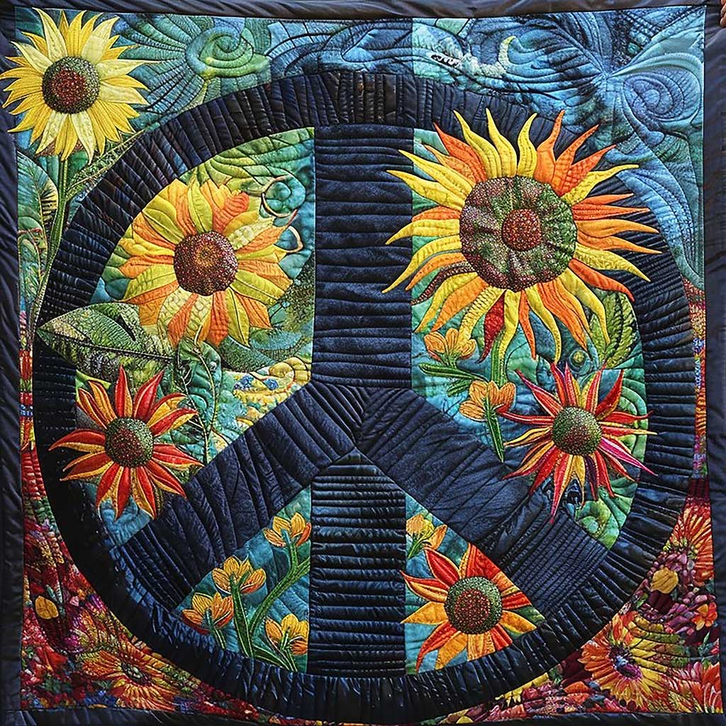 Flowers Peace Sign WM2907001CL Quilt