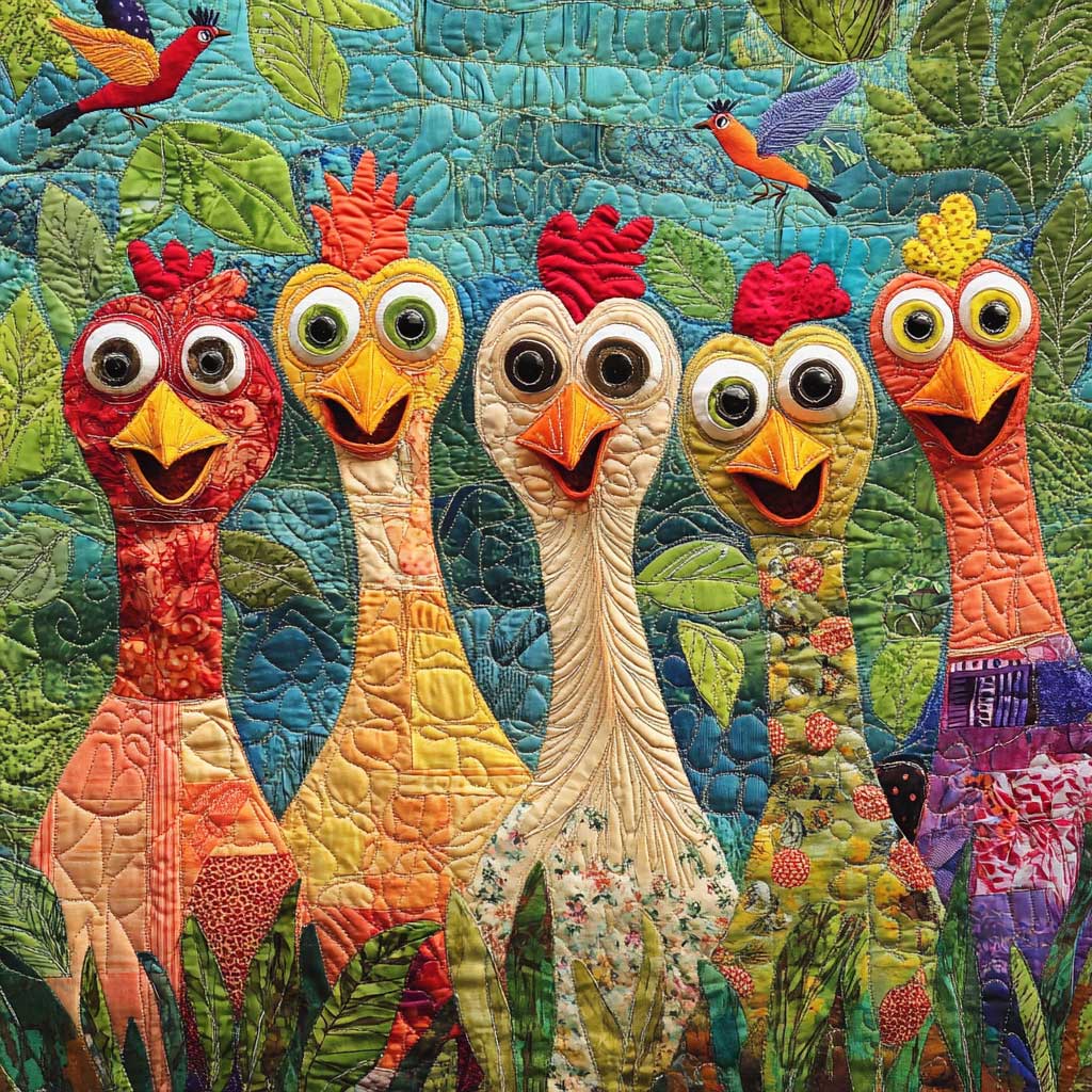 Forest Chickens XR0208009CL Quilt