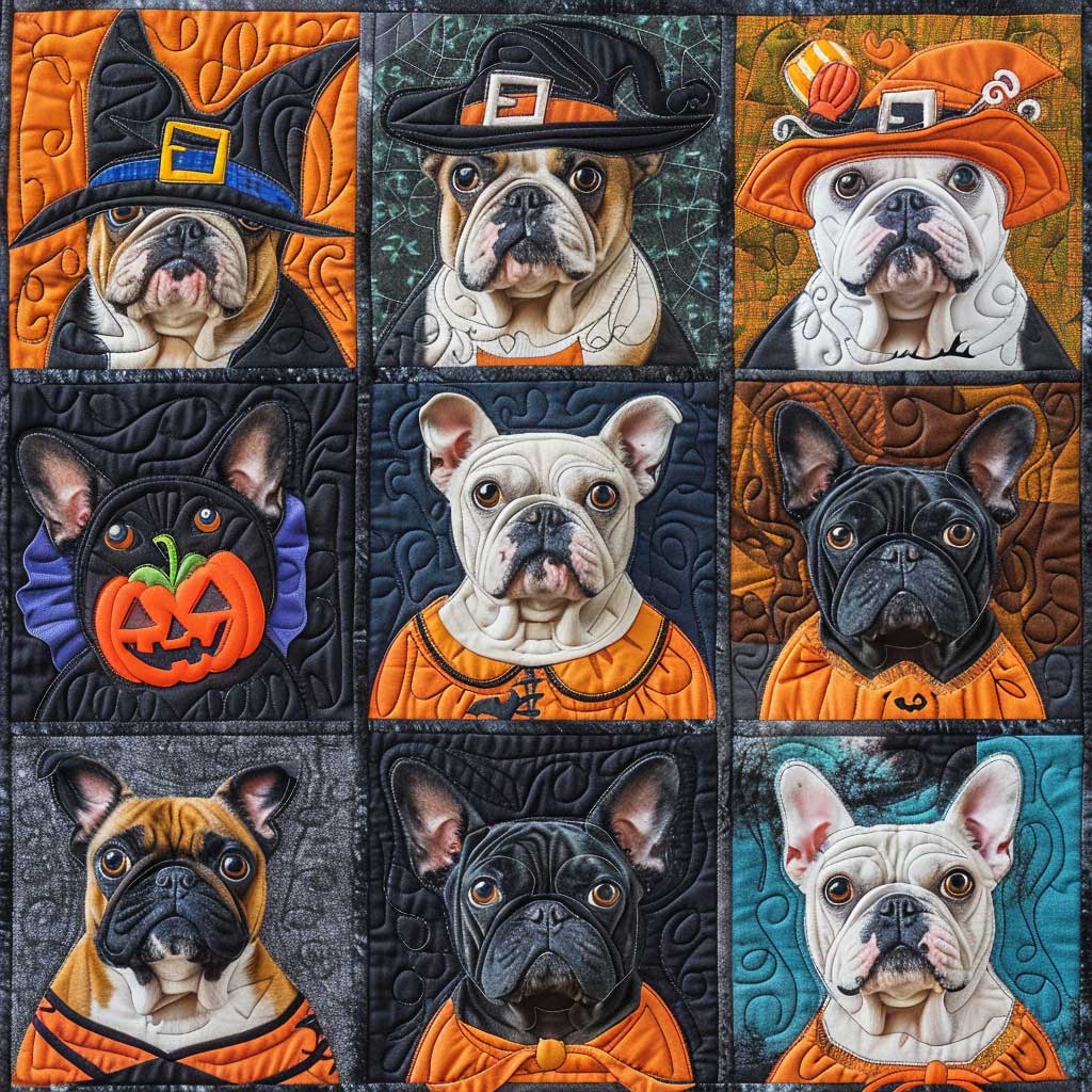 French Bulldog Witches XR1908041CL Quilt