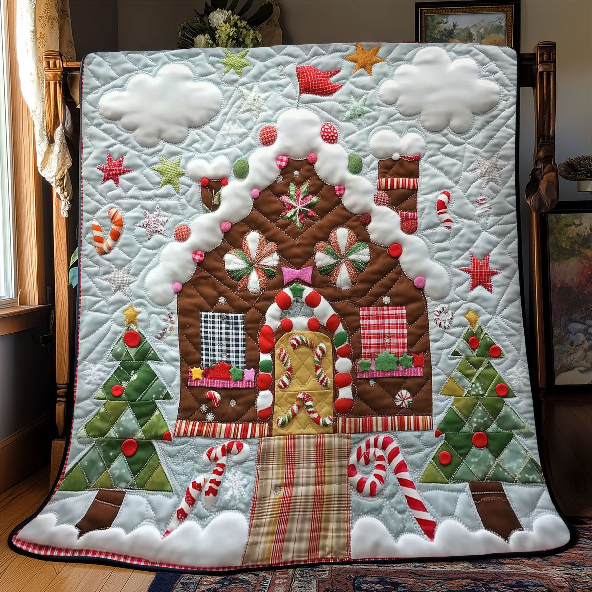 Frosted Gingerbread House YR0502043CL Quilt