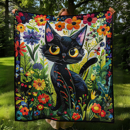 Black Cat And Floral WO2408020CL Quilt