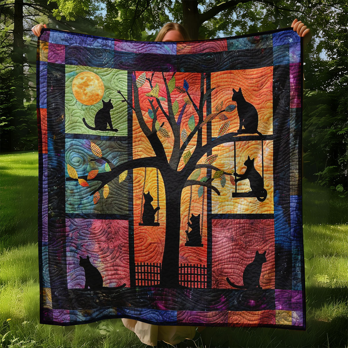 Black Cats Climb WO2308034CL Quilt