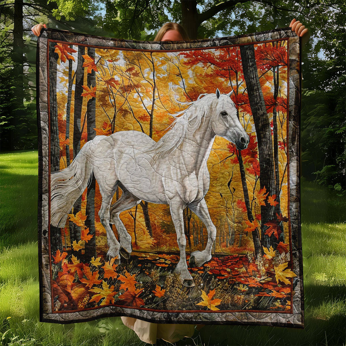 White Horse And Autumn WO2408044CL Quilt