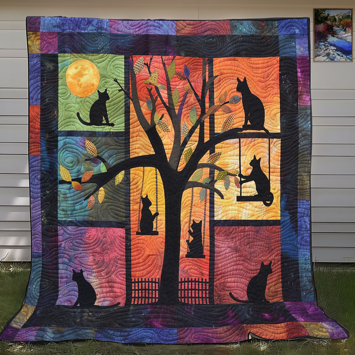 Black Cats Climb WO2308034CL Quilt