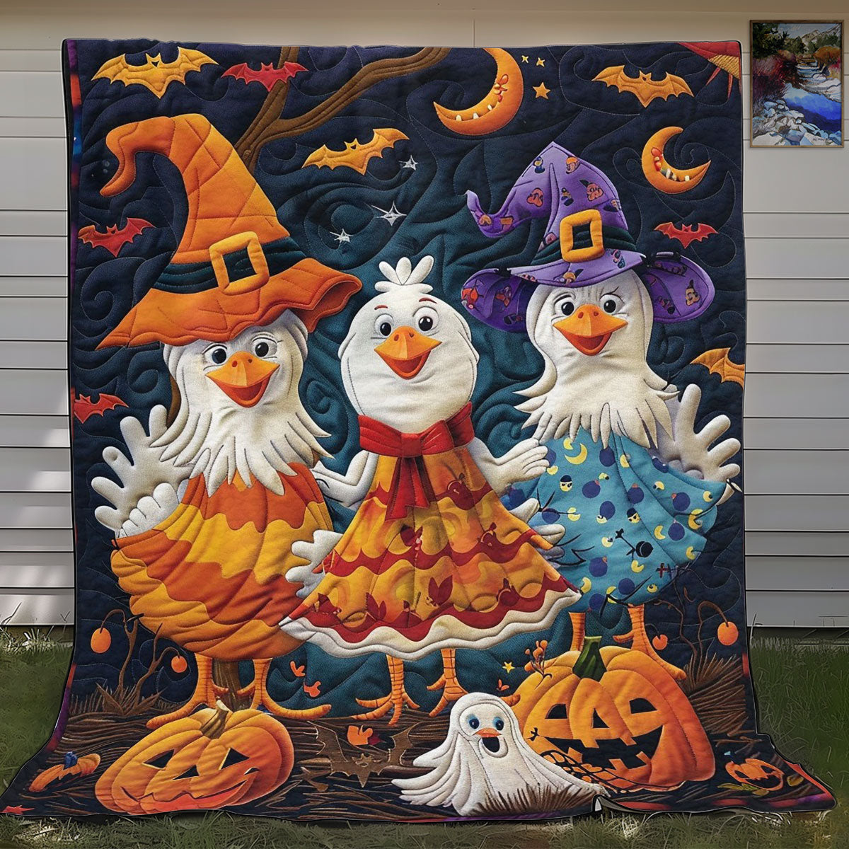 Chickens And Halloween WO2908001CL Quilt