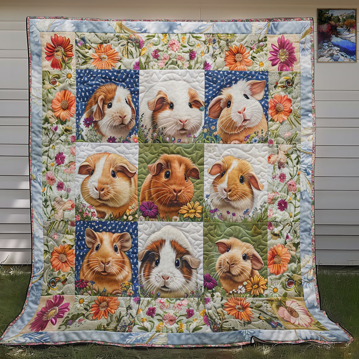 Guinea Pigs And Floral WO2708030CL Quilt