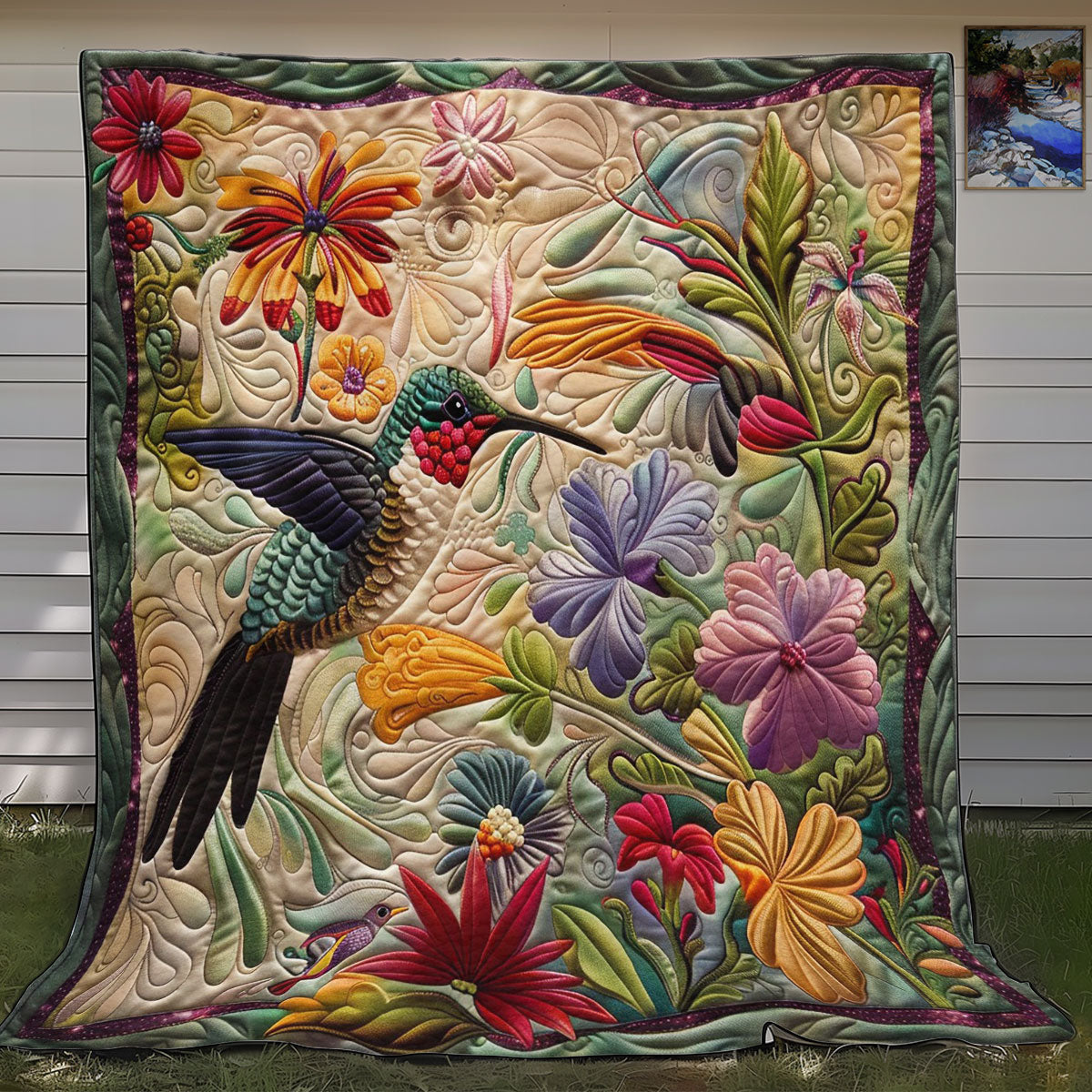 Hummingbird And Floral WO2708014CL Quilt