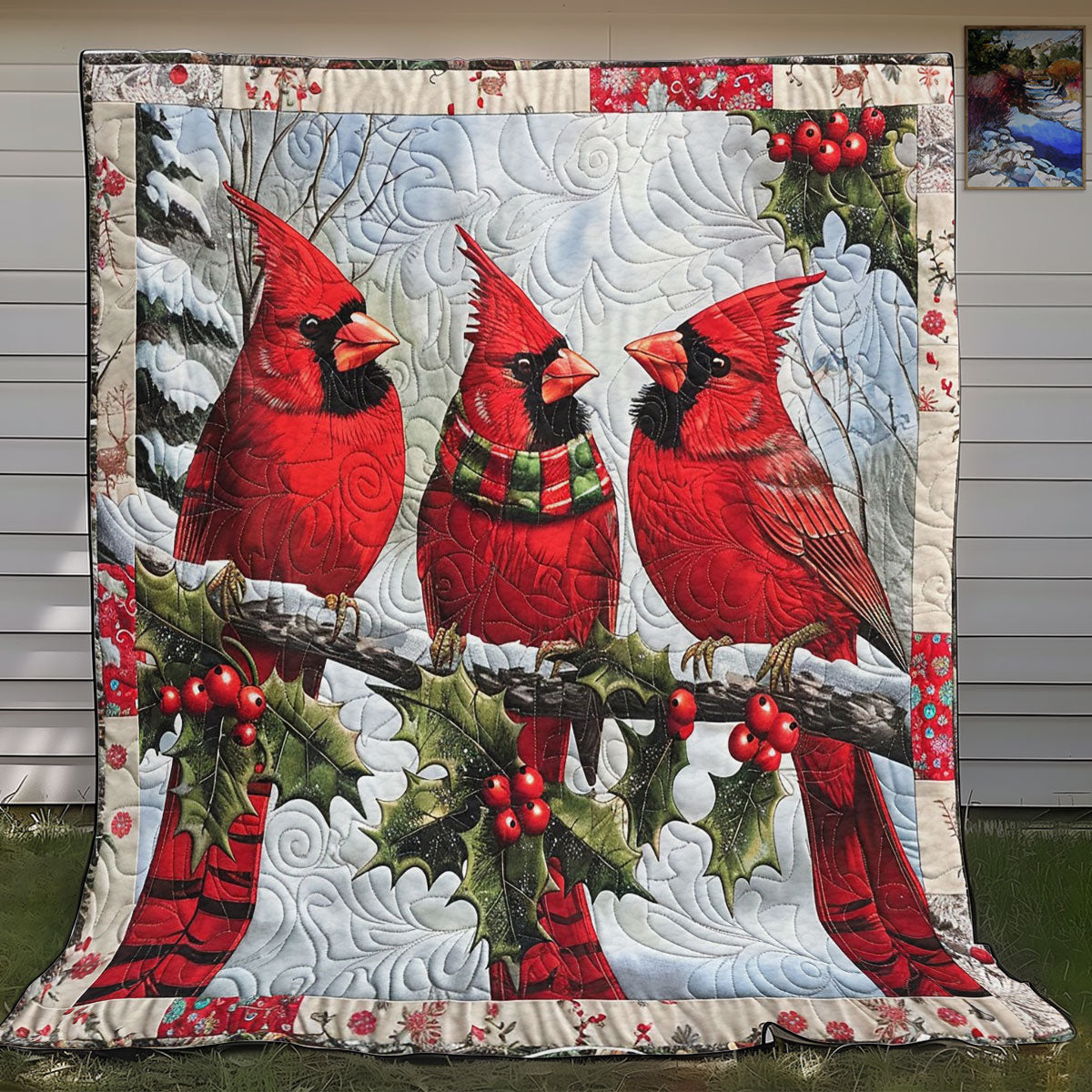 Snowy Cardinals WO2308003CL Quilt