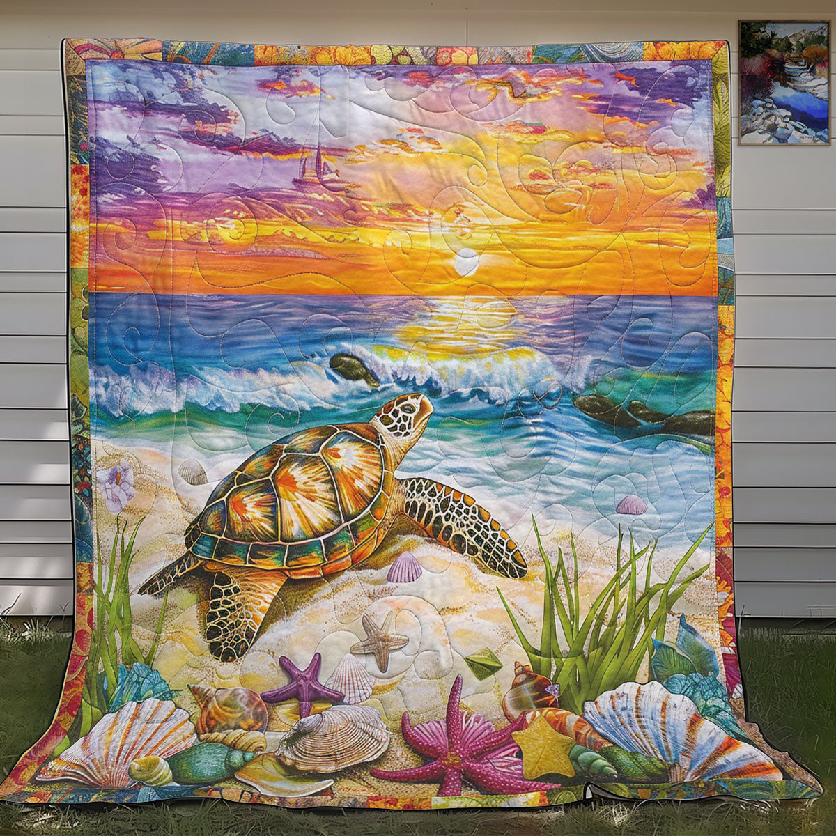 Turtle And Sunset WO2608043CL Quilt