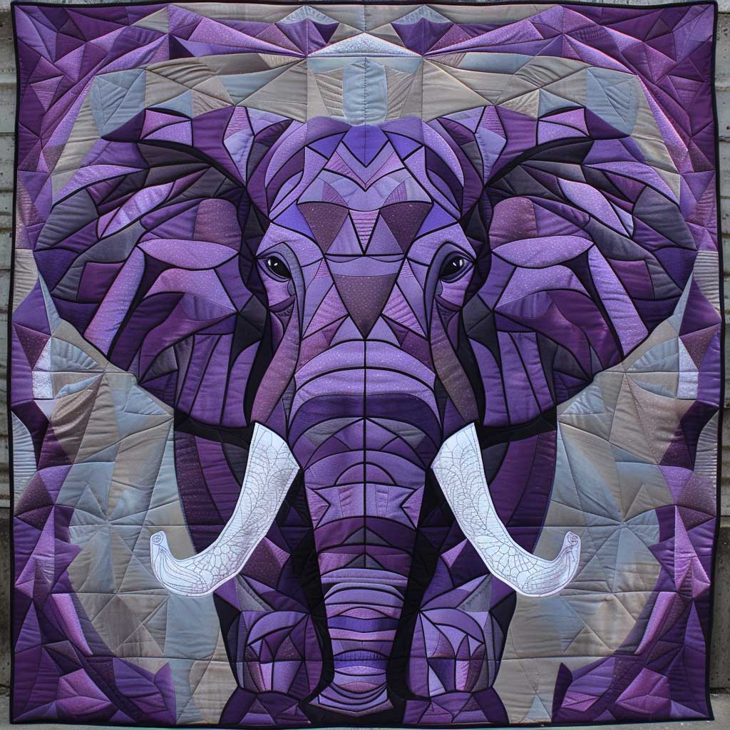 Geometric Purple Elephant XR0509009CL Quilt