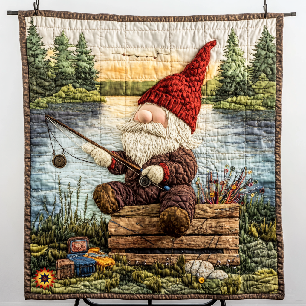 Gnome Fishing Time WU1212019CL Quilt
