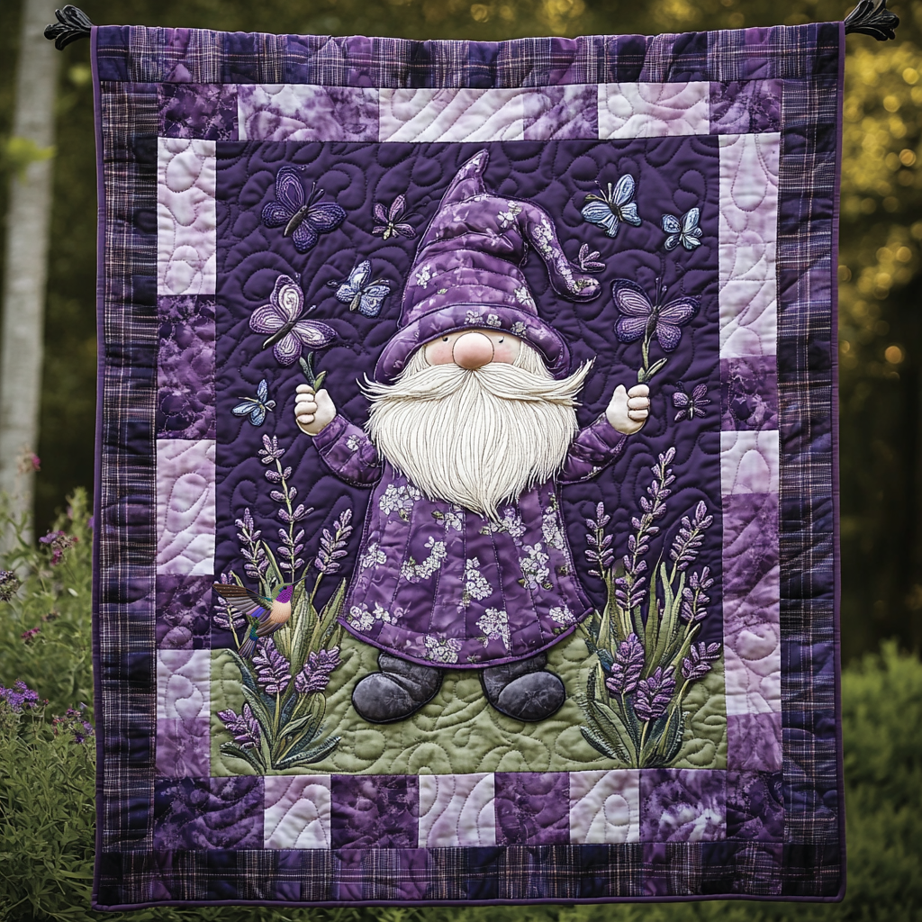 Gnome In Lavender Field WU1612015CL Quilt