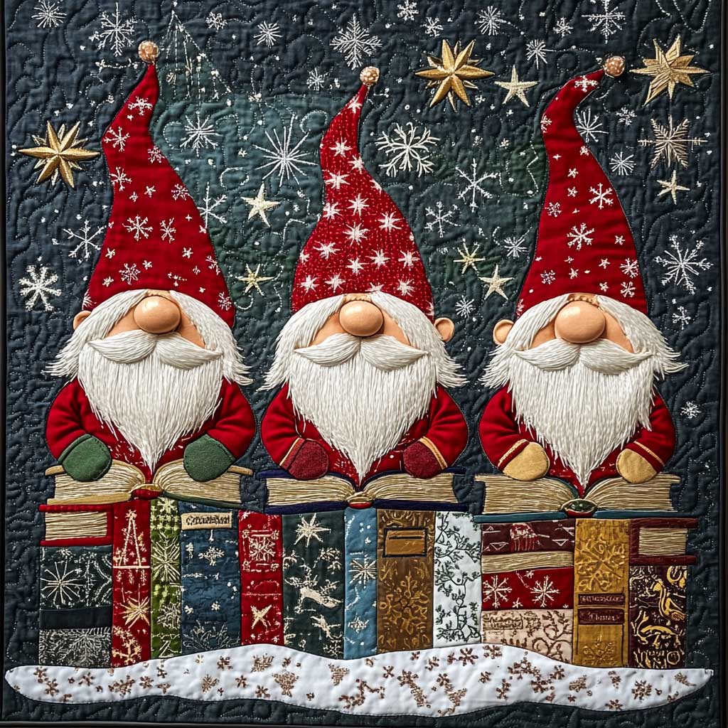 Gnomes Sitting On Books XR1009023CL Quilt