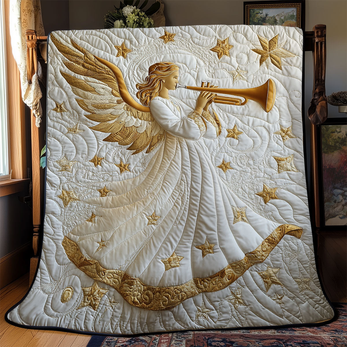 Golden Trumpet Angel YR0802025CL Quilt