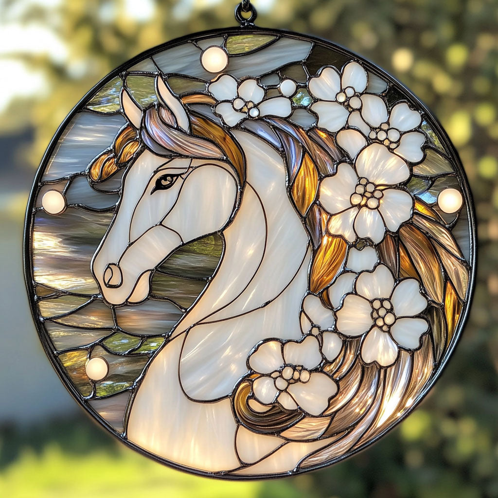 Gorgeous White Horse WU1601022CL Suncatcher