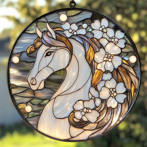 Gorgeous White Horse WU1601022CL Suncatcher